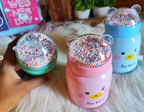 Pet Bear Insulated Glass water bottle with Confetti Lid